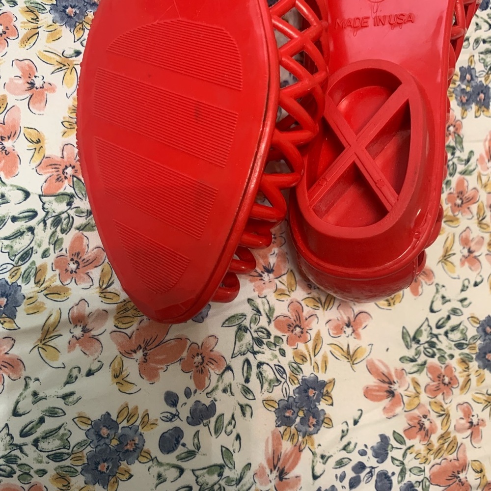 American apparel Los Angeles Apparel lattice PVC jelly sandal open toe flats - Picture 2 of 2